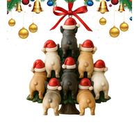 Bouledogue en acrylique 2D pour fêtes de Noël, arbre de Noël | Joyeux présentoir à thème canin pour porte, fenêtre, cheminée, étagère, tête de lit,