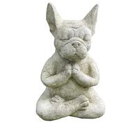Bouledogue en méditation - Figurine de bouledogue français en résine - Sculpture de chien au repos pour la pleine conscience et le zen - Résistante aux intempéries - Statue de yoga - Décoration pour