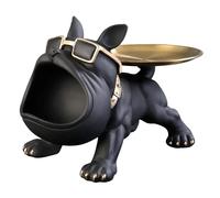 Bouledogue Figure Chien Sculpture 30 cm Noir l Décoration Statue avec boîte de rangement - animal Ornement Résine Figure d'art pour salon Bureau Étagère Idée cadeau