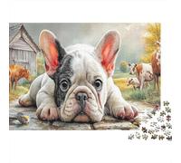 Bouledogue Français 1000 pièces pour Adultes Tête de Chiot Bouledogue Français Jeu Familial Amusant et Stimulant Super Cadeau 52x38cm 1000 pièces