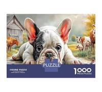 Bouledogue Français 1000 Pièces Puzzles En Carton Premium Puzzles Bouledogue Français Close-up Jeu Éducatif Décompression Pour Fun Fresent & Activités Pour La Maison, Pour Femmes Et Hommes 38x26cm0pcs