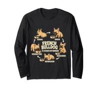 Bouledogue français 5 étapes de la Faim Cadeau Amusant pour Amoureux des Chiens Manche Longue