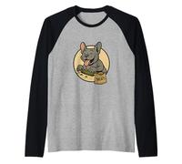 Bouledogue français à rouler vintage style dessin animé Frenchie Manche Raglan