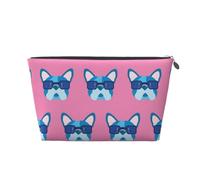 Bouledogue français avec des Lunettes, Trousse de Toilette Trousse de Maquillage Sac à cosmétiques Trousse de Toilette de Voyage Portable