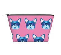 Bouledogue français avec des Lunettes, Trousse de Toilette Trousse de Maquillage Sac à cosmétiques Trousse de Toilette de Voyage Portable