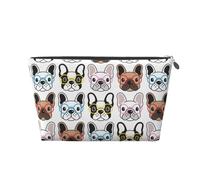 Bouledogue français avec des Lunettes, Trousse de Toilette Trousse de Maquillage Sac à cosmétiques Trousse de Toilette de Voyage Portable