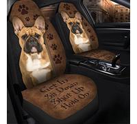 Bouledogue Français Bronzé Monte, Assieds-Toi, Tais-Toi, Attends Housses De Siège De Voiture Lot De 2 Antidérapant Housses De Siège Amovible Couverture De Sièges De Voitures pour SUV Camions
