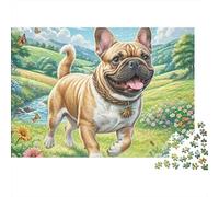 Bouledogue Français Campagne Puzzle 1000 Pièces Papier pour Adultes Jeu de Puzzle Puzzle en Famille 52x38cm/1000pcs