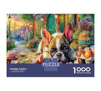 Bouledogue Français dans Une Rue de Jardin Puzzle 1000 Pièces pour Soirée, Activité Ludique Entre Amis, Puzzle en Carton Recyclé, Cadeau Groupe 52x38cm/1000pcs