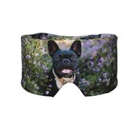 Bouledogue français debout dans un motif floral,Masque pour les yeux bloquant la lumière Cache-yeux et cache-oreilles pour le sommeil