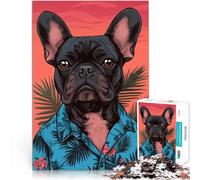 Bouledogue français en Chemise hawaïenne Puzzles pour Adultes 2000 pièces Difficile Difficile Une œuvre d'art 70x100cm