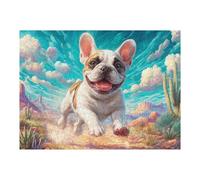 Bouledogue français Fleurs 500 Pièces Puzzle Collectionneur en Carton Haute Qualité Haute Difficulté Décoration Murale Oeuvre d'art Cadeau Noël Premium 500 PCS