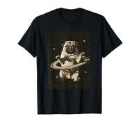 Bouledogue français Flottant dans l'espace Saturne Ring T-Shirt