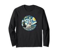 Bouledogue français français papa maman Van Gogh Starry Night Style Manche Longue
