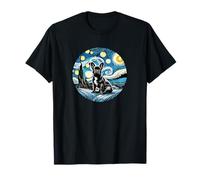 Bouledogue français français papa maman Van Gogh Starry Night Style T-Shirt