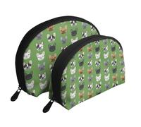Bouledogue Français Frenchie Chien Mignon Chiens Chien Chien, Trousse de Maquillage Coquille Femme Petit Porte-Monnaie Trousse de Toilette Trousse à cosmétiques 2 pièces