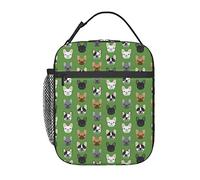 Bouledogue français Frenchie Chien mignon Chiens Visages de chien Sac à déjeuner pour chien, boîte à déjeuner isolée durable, sac fourre-tout réutilisable pour adultes, sac isotherme réutilisable