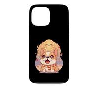 Bouledogue français Hurlant à la Lune Kawaii avec Feuilles Coque pour iPhone 13 Pro Max