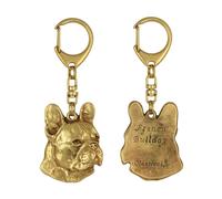 Bouledogue Français I - Porte-clés Doré Avec Chien Dans Boîte Cadeau