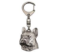 Bouledogue français II - Porte-clés argenté avec chien, décoration de sac à main