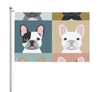 Bouledogue français imprimé,Drapeau de jardin, bannière décorative, drapeau double face, 2 x 3 pieds, pour extérieur et intérieur