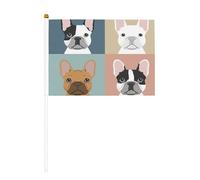 Bouledogue français Imprimé Drapeaux de héros à la main à deux côtés Extérieur Intérieur Décoratif Jeux de sport Festival Événements Drapeau