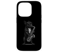 Bouledogue français jouant du saxophone jazz pour amoureux des chiens Coque pour iPhone 14 Pro
