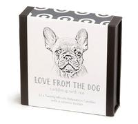 Bouledogue français - Love from The Dog - Cotton & Grey - Lot de 12 bougies Twenty Minute avec support en céramique - Cire d'abeille - Sans gouttes