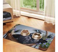 Bouledogue français Mall Chiens Noirs Animaux de Compagnie,Tapis d'alimentation pour Animaux de Compagnie, Sets de Table en Cuir PU pour Chats et Chiens,40x60cm