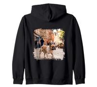 Bouledogue français Marchant Rue européenne Urbaine scène Urbaine Sweat à Capuche