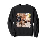 Bouledogue français Marchant Rue européenne Urbaine scène Urbaine Sweatshirt