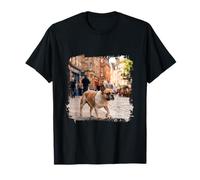 Bouledogue français Marchant Rue européenne Urbaine scène Urbaine T-Shirt