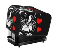 Bouledogue français noir Love 4 tranches couverture grille-pain - imperméable à l'eau anti-poussière tissu Oxford protecteur avec poche latérale pour petits appareils de cuisine