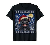 Bouledogue français Noir Père Noël Moche Noël T-Shirt Graphique avec Valeur