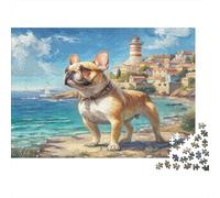 Bouledogue Français Phare Côtier Puzzle 1000 Pièces Jeu de Puzzle 1000 Pièces Relaxation Cadeau 52x38cm/1000pcs