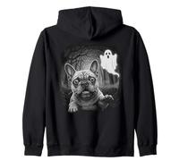 Bouledogue français poursuivi par Un fantôme Amusant Halloween Sweat à Capuche