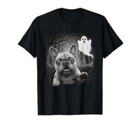 Bouledogue français poursuivi par Un fantôme Amusant Halloween T-Shirt