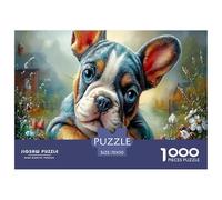 Bouledogue français Puzzle 1000 Pièces Jouet en Bois Divertissement Créatif Décoration Intérieure Campagne d'automne Challenge Toy Adultes Et Enfants À Partir De 14 Ans 70x50cm/1000pcs