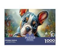 Bouledogue français Puzzle 1000 Pièces Jouet en Bois Divertissement Créatif Décoration Intérieure Campagne d'automne Challenge Toy Adultes & Enfants des 14 Ans 38x26cm/1000pcs