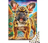 Bouledogue français Puzzle 1000 Pièces pour Adults Et Enfants, Jeu De Défi Intellectuel Puzzles52x38cm/1000pcs