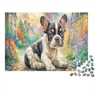Bouledogue français Puzzle Classique 1000 Pièces Complet Jardin d'automne pour Grands-Parents Amélioration De La Mémoire Activité Intérieure 70x50cm/1000pcs