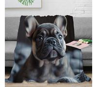 Bouledogue Français Réaliste 3D Imprimé Couverture Microfibre Décoration Maison Plaid Bouledogue Français pour Adultes Jeunes 40x50(100x130cm)
