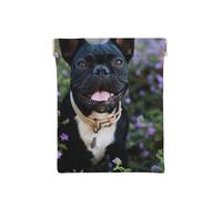 Bouledogue français se Tient dans Un Design de Fleurs, Sac de Rangement pour Femmes, Portefeuille supérieur à Presser, Petit Porte-Monnaie, Pochette de Changement