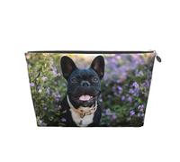 Bouledogue français se Tient dans Un Design de Fleurs, Trousse de Toilette Trousse de Maquillage Sac à cosmétiques Trousse de Toilette de Voyage Portable