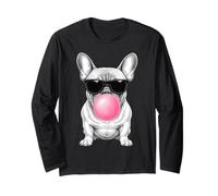 Bouledogue français soufflant des bulles drôle mignon Frenchie Dog Lover Manche Longue