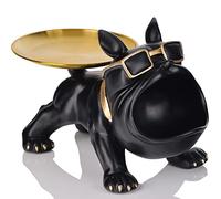 Bouledogue Français Statue Decoration Interieur,Vide Poche Entree,Vide Poche Plateau Decoratif,Rangement Clef,Statue en Résine,Statue Animaux Decoration Maison
