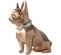 Bouledogue Français Statue Sculpture en Résine Décor pour étagères Statue De Chien Boîte De Rangement pour Pièces De Monnaie Rangement De Bureau Et Décoration De L’Espace, Gold
