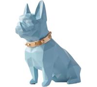 Bouledogue Français Statue Sculpture en Résine Décor pour étagères Statue De Chien Boîte De Rangement pour Pièces De Monnaie Rangement De Bureau Et Décoration De L’Espace, Light Blue
