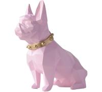 Bouledogue Français Statue Sculpture en Résine Décor pour étagères Statue De Chien Boîte De Rangement pour Pièces De Monnaie Rangement De Bureau Et Décoration De L’Espace, Pink