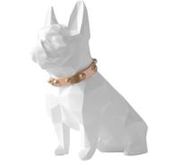 Bouledogue Français Statue Sculpture en Résine Décor pour étagères Statue De Chien Boîte De Rangement pour Pièces De Monnaie Rangement De Bureau Et Décoration De L’Espace, White